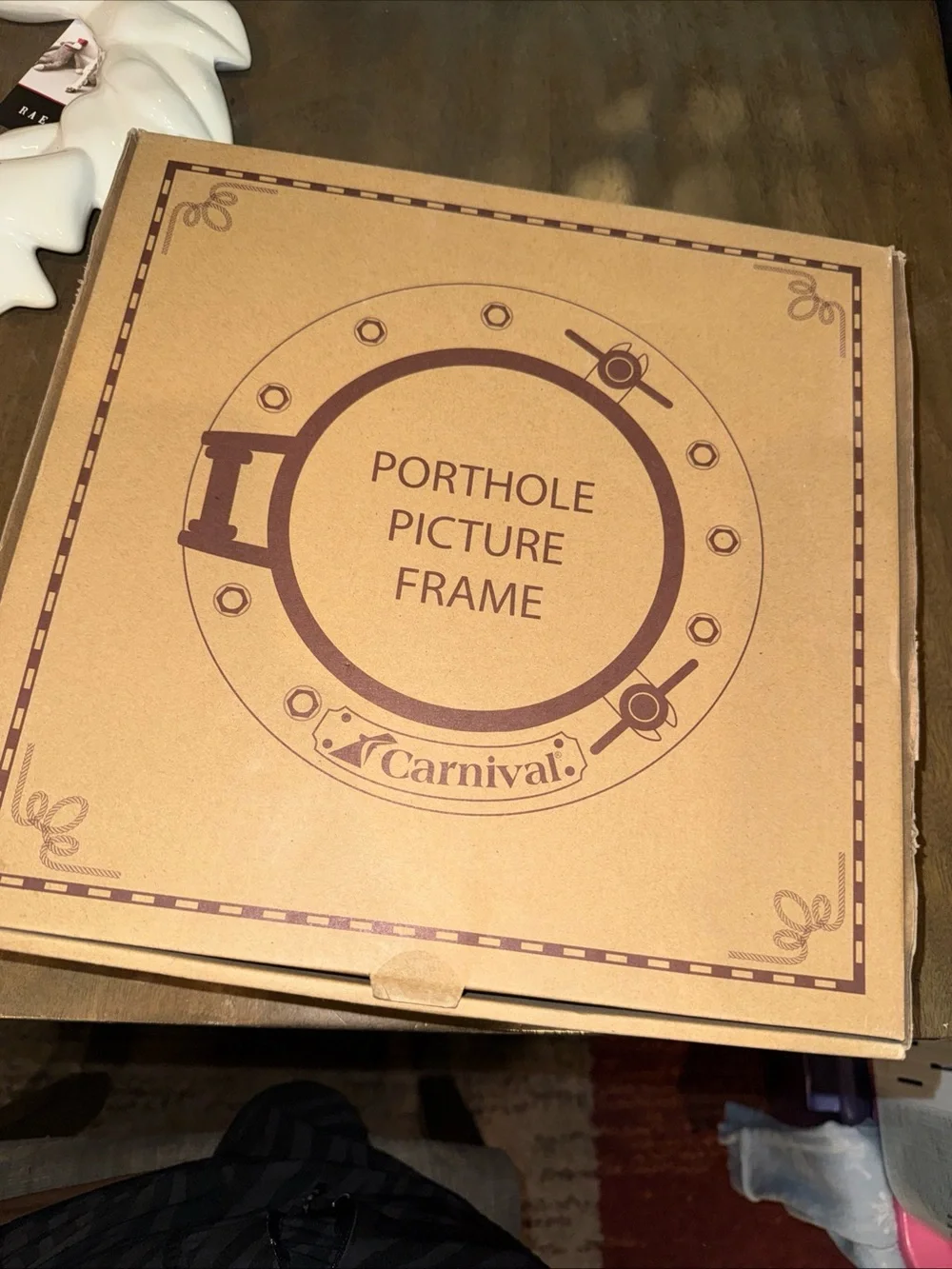 Rare Carnival Cruise Line Gunmetal  Molded Porthole Picture Frame 8